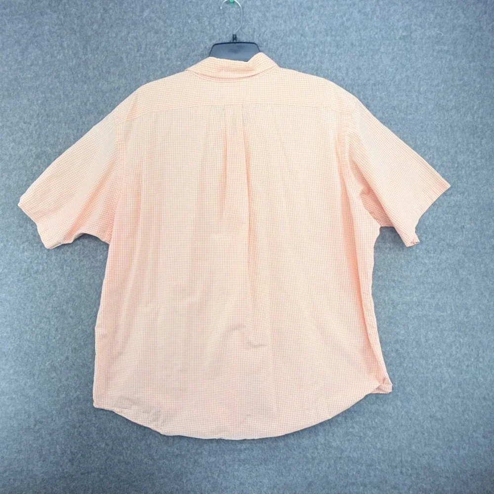Polo Ralph Lauren Mens XXL Orange Gingham Cotton Button Up Short Sleeve Shirt
